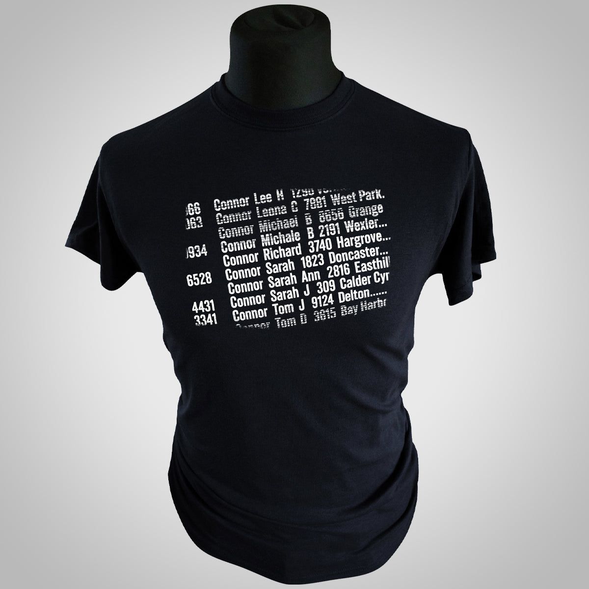Sarah Connor Listing T Shirt (Colour Options)