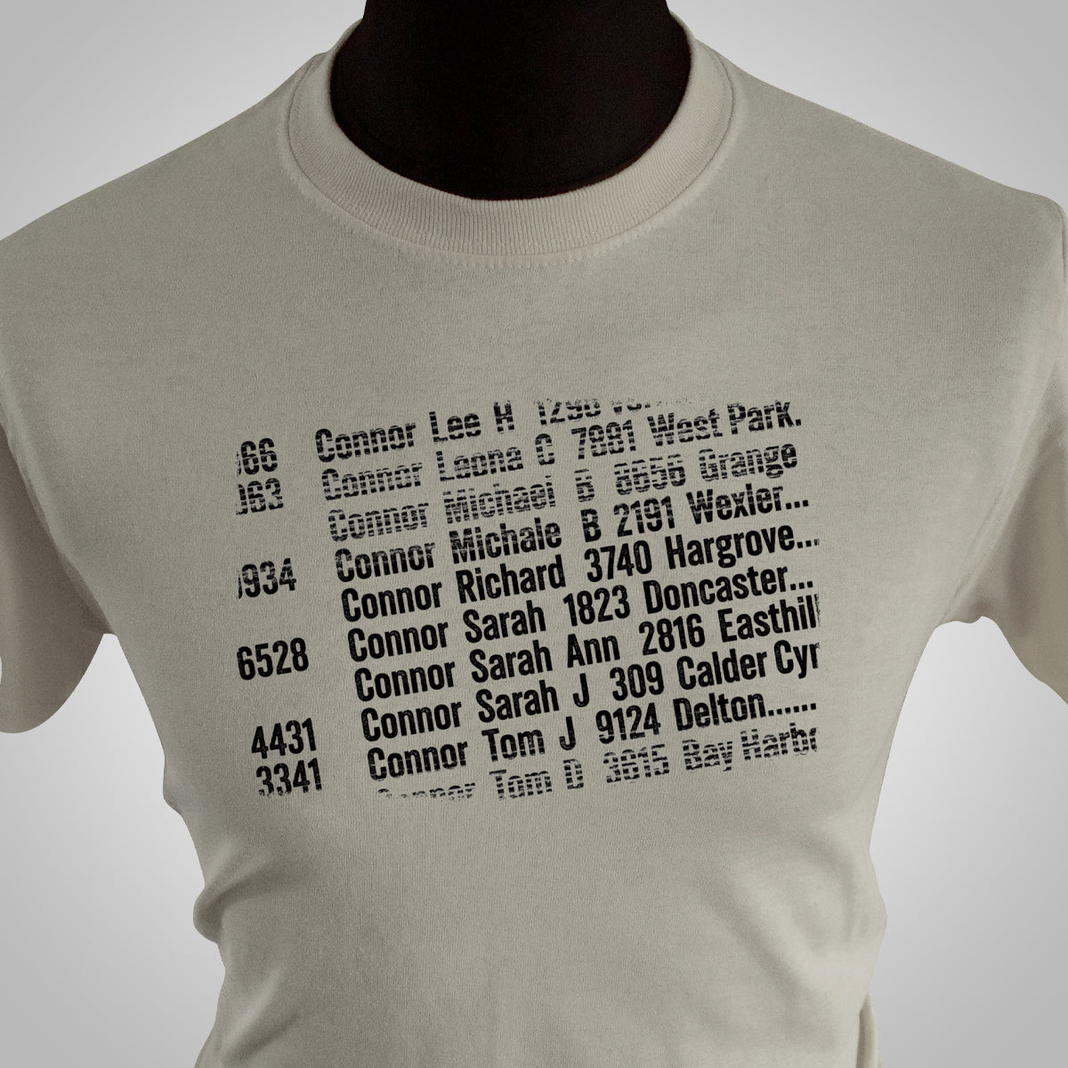 Sarah Connor Listing T Shirt (Colour Options)