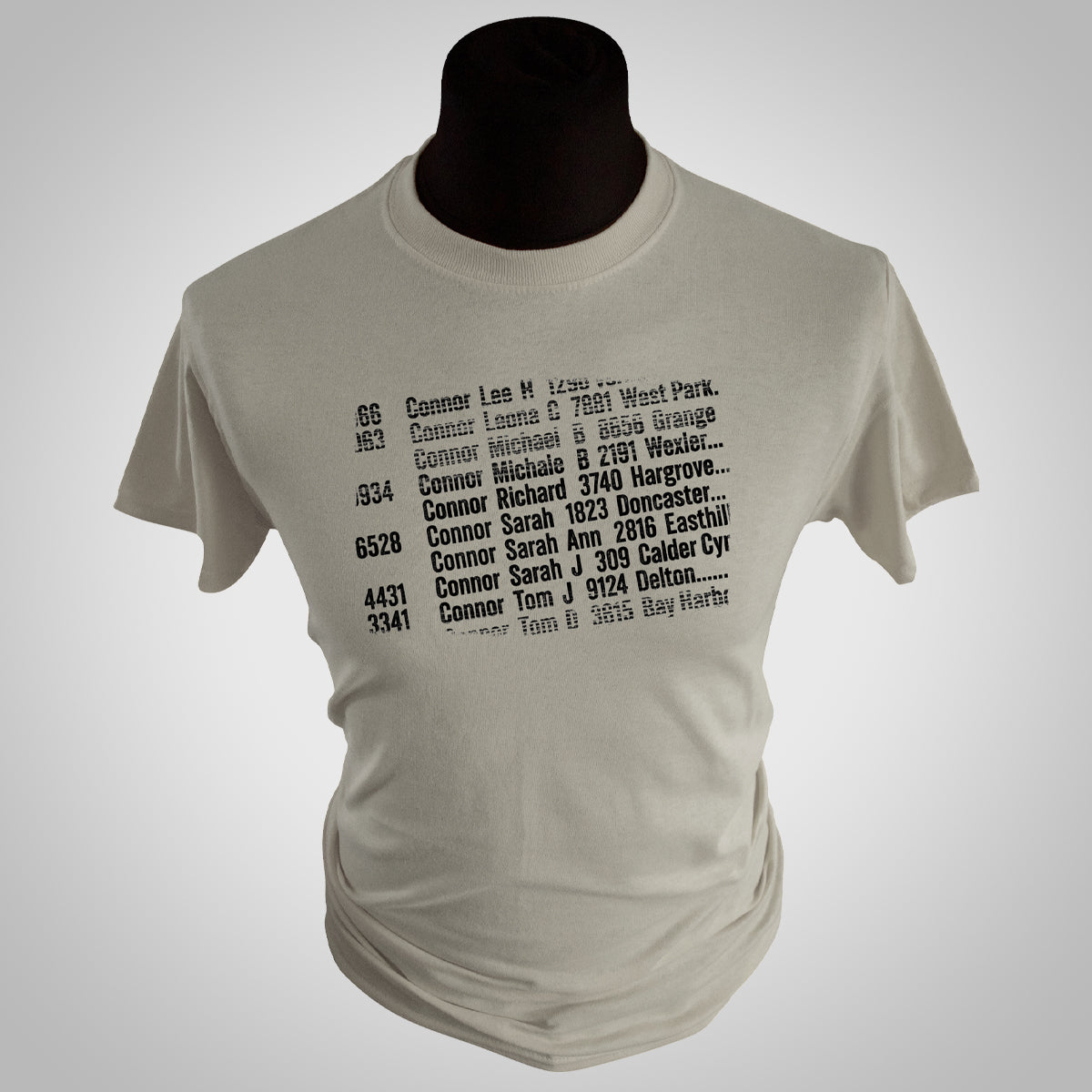 Sarah Connor Listing T Shirt (Colour Options)