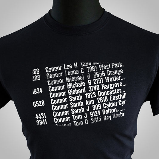 Sarah Connor Listing T Shirt (Colour Options)